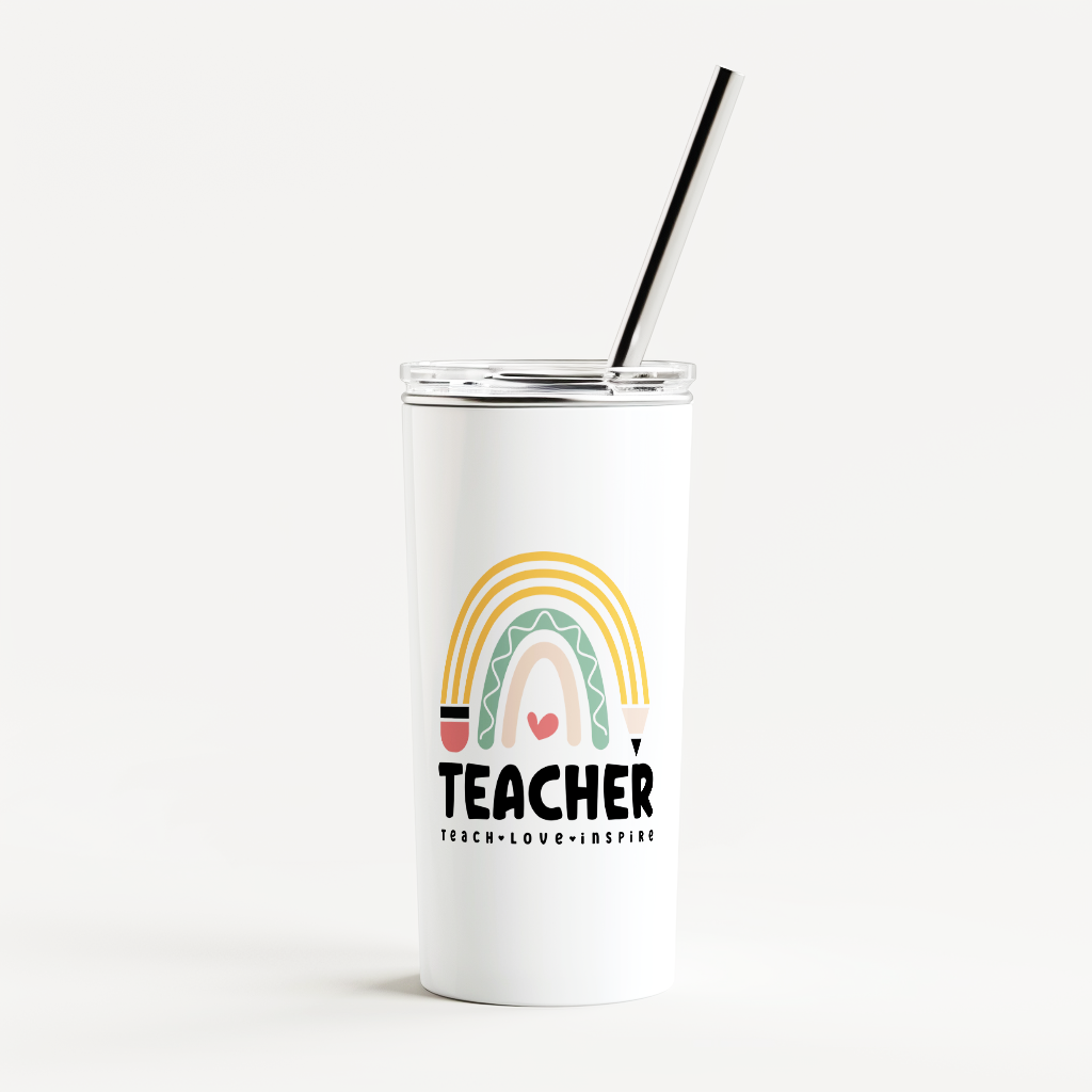 Teach Love Inspire - Skinny Tumbler with Straw