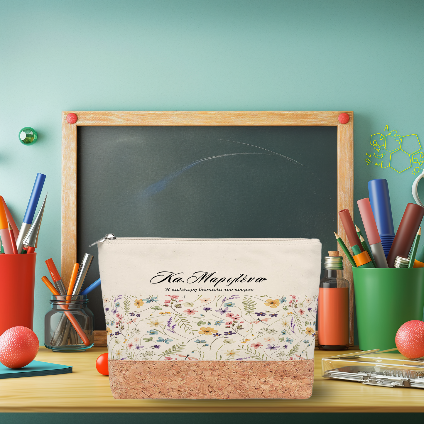 BEST TEACHER IN THE WORLD - Cosmetic Bag with Cork