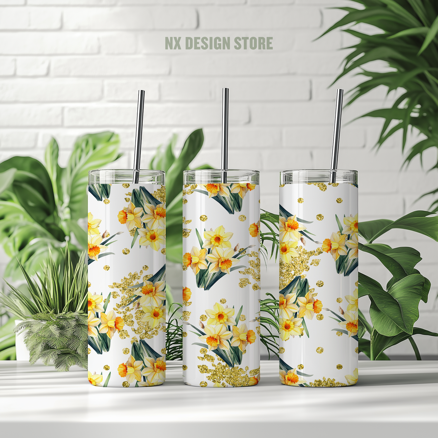 Yellow Flowers - Skinny Tumbler