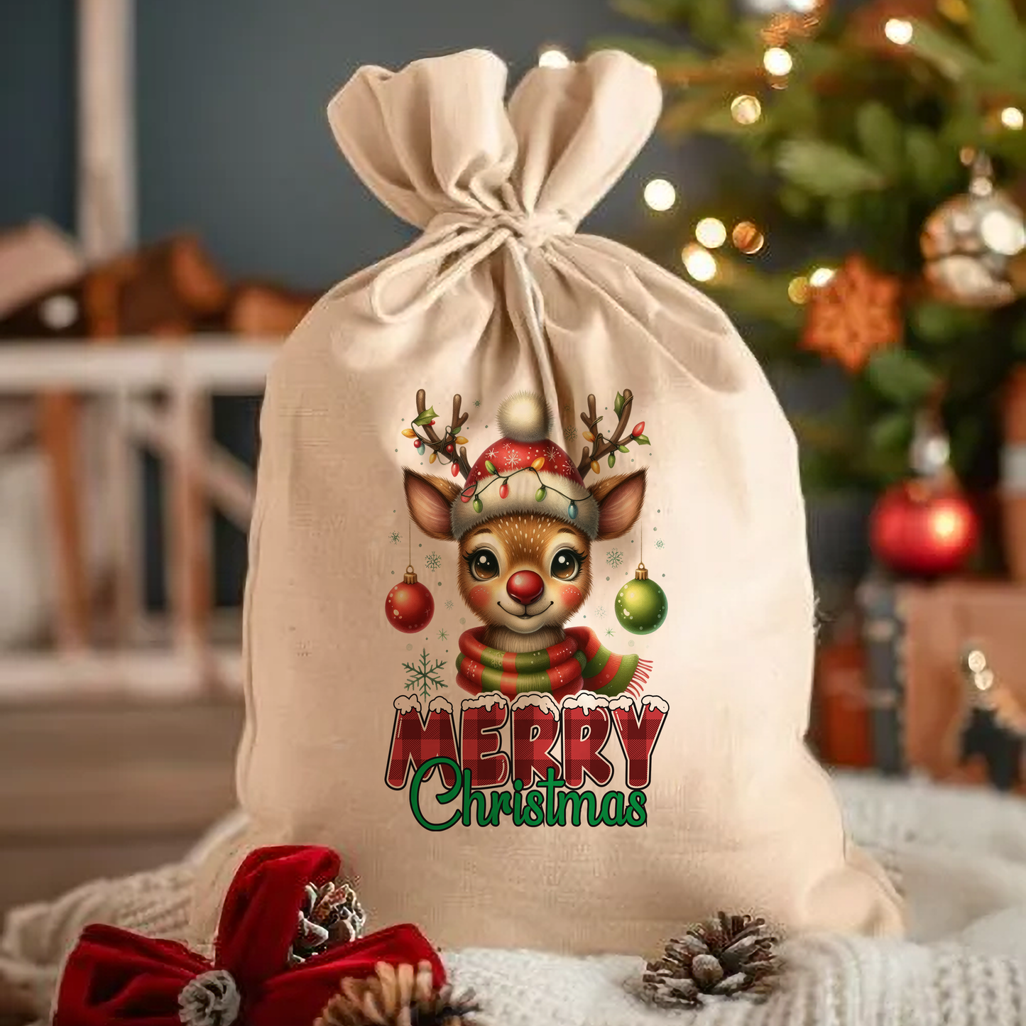 Merry Christmas - Christmas Drawstring Sack