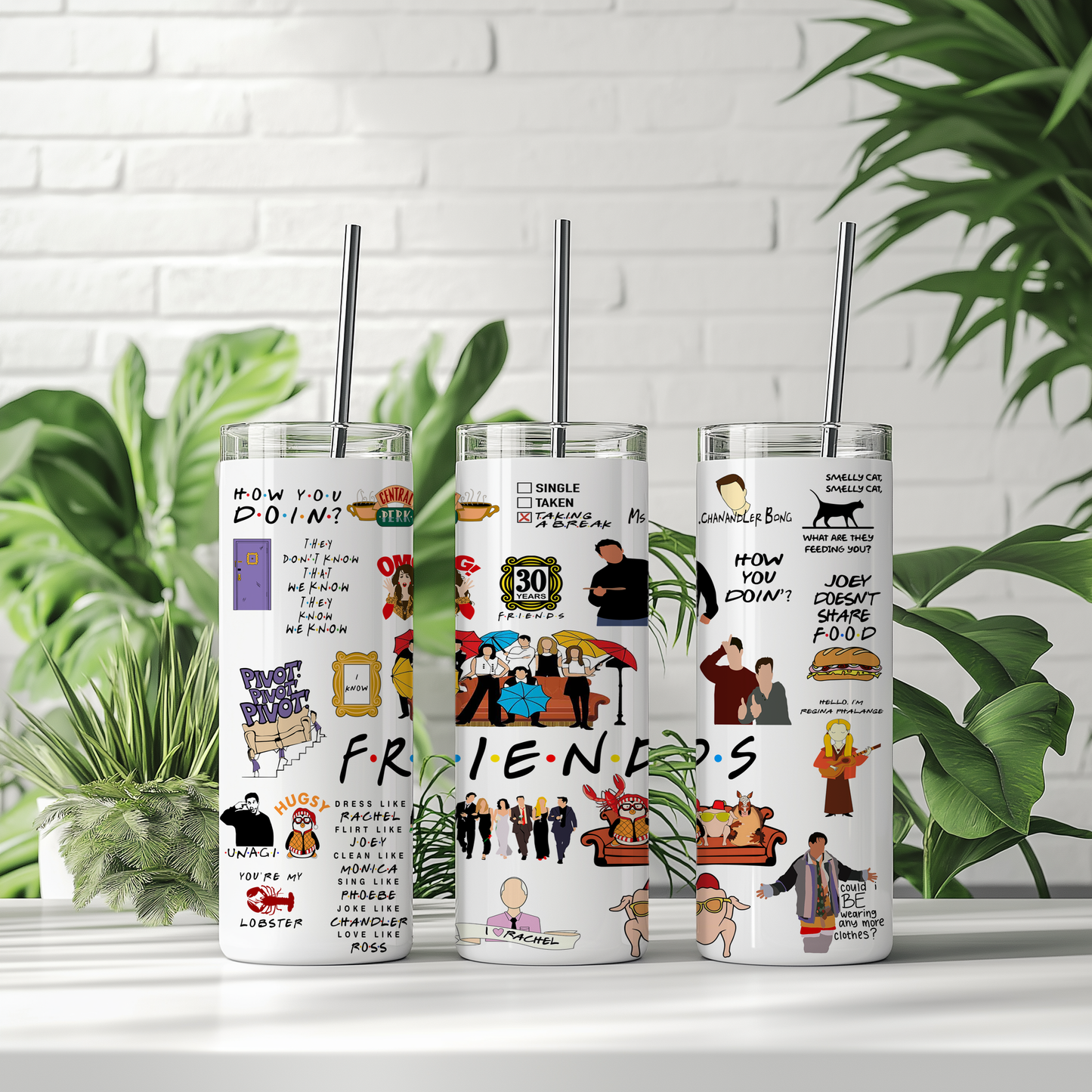 All Friends - Skinny Tumbler with Straw