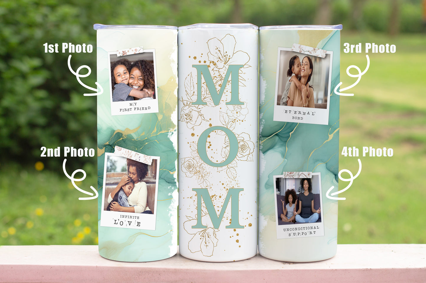 MOM photo collage - Skinny Tumbler with Straw