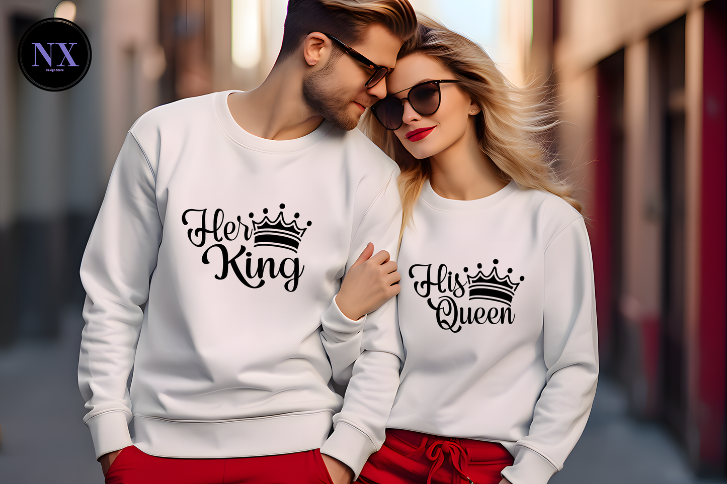 Her King and His Queen - White Sweatshirt Unisex