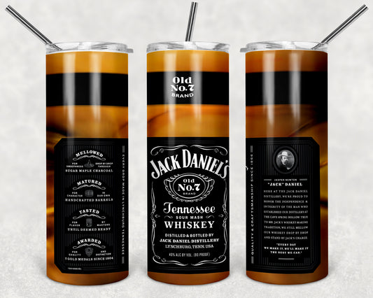 Whiskey JD - Skinny Tumbler with Straw