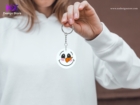 Snowman - Circle Keyring