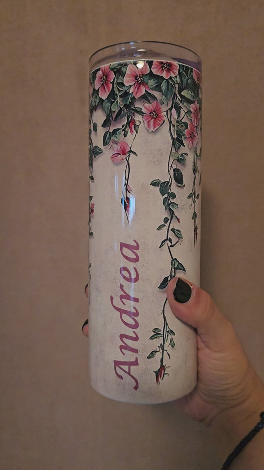 Hanging Pink Flowers - Skinny Tumbler with Straw