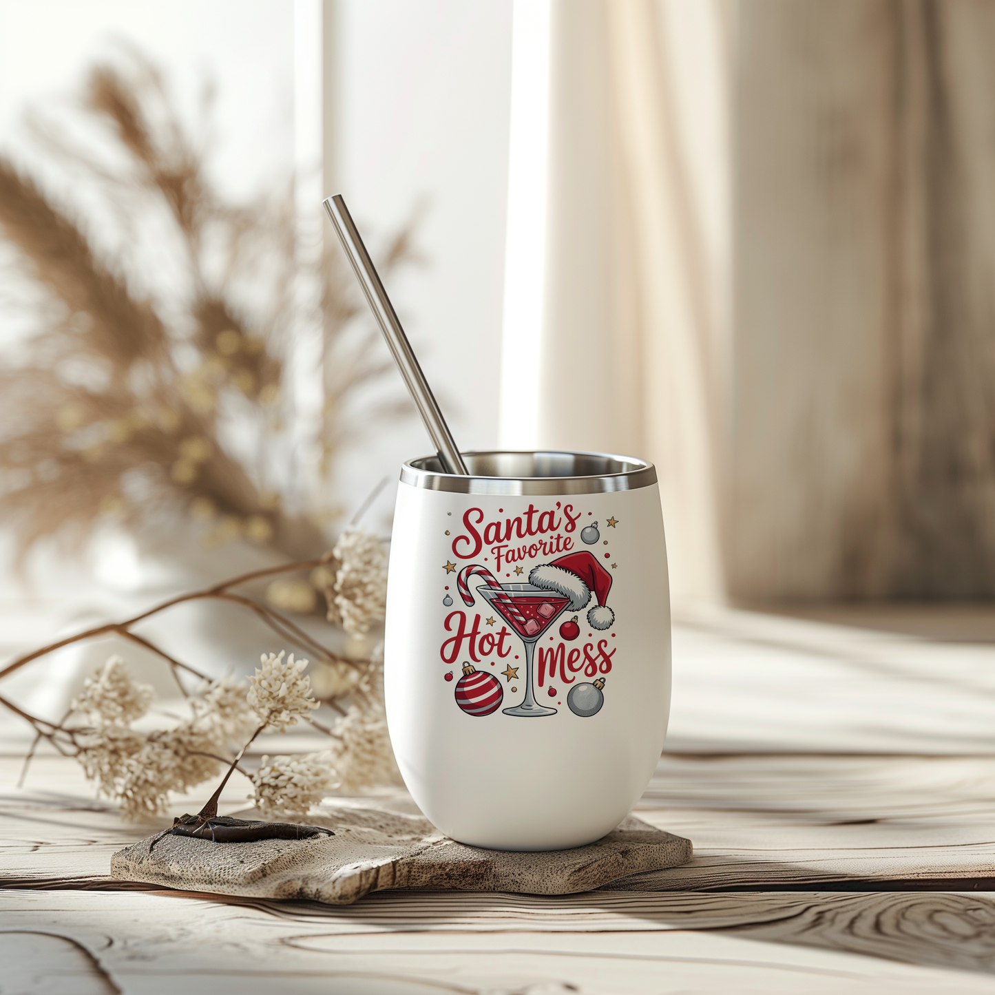 Santa's Favorite Hot Mess - Wine Tumbler