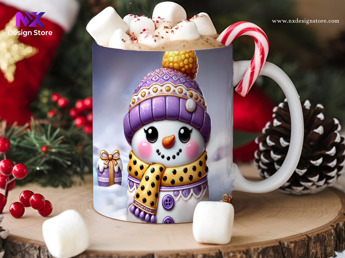 Snowman in Purple - Mug 11oz