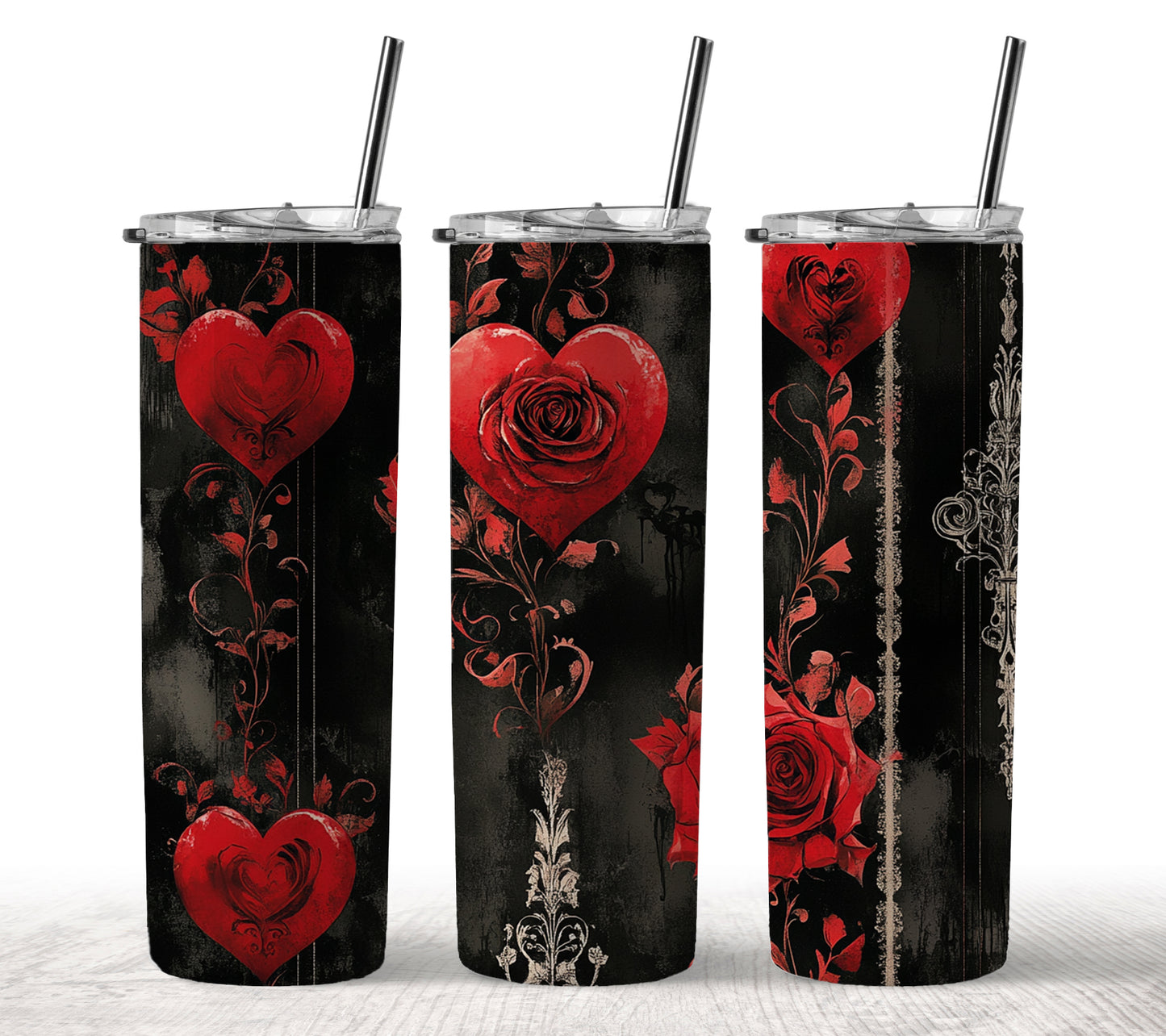 Gothic Rose Heart - Tumbler 16oz & 20oz