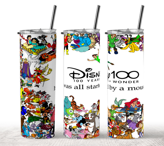 Skinny Tumbler with Straw - Disney Theme