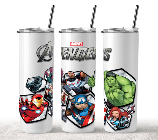 Skinny Tumbler with Straw - Avengers Theme