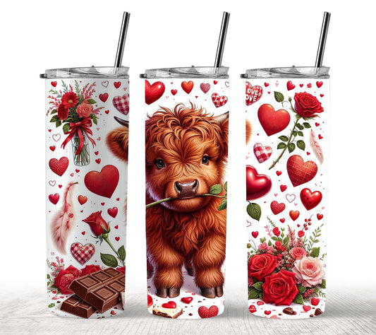 Highland Valentine with Hearts & Roses - 16oz & 20oz Tumbler